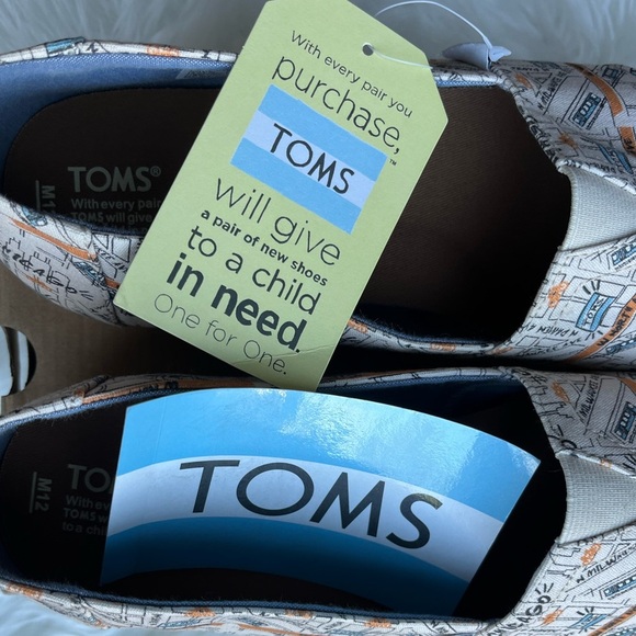 🆕 TOMS Men's Canvas Slip-On Shoes City Map Chicago Print Size 12 Casual - Picture 7 of 7